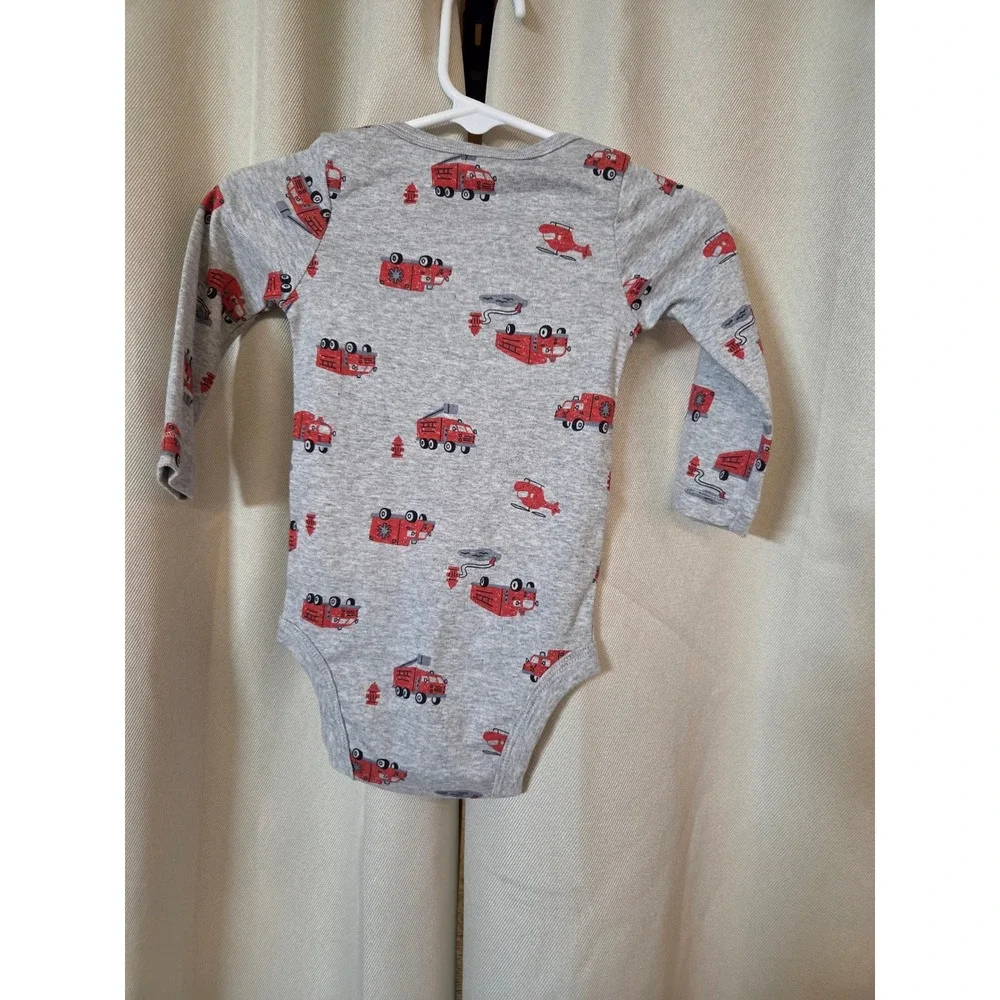 Carters Baby Boy 3PC Set 2 Bodysuits 1 Pants Fire Truck Red Gray 6M NWT